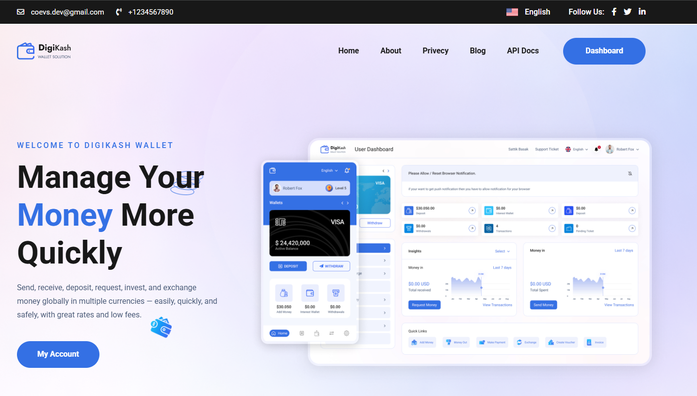 DigiKash Dashboard